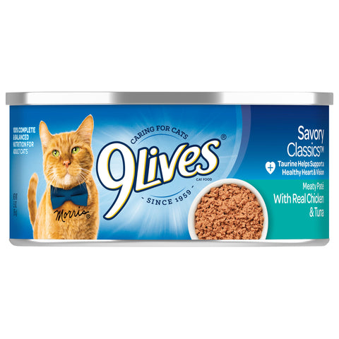 9 Lives Chicken and Tuna Dinner Ground Entree Cat Food, 5.5 Ounce -- 6 per case.