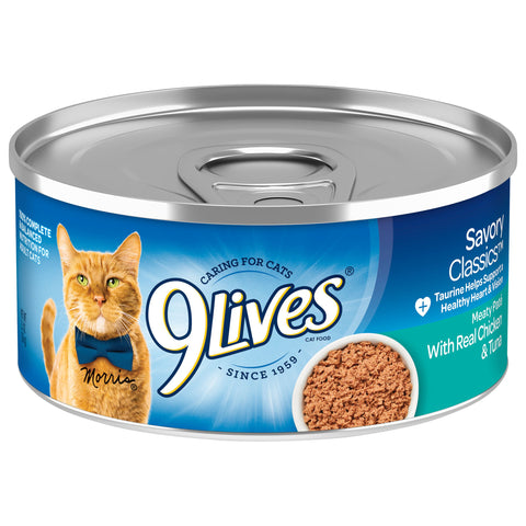 9 Lives Chicken and Tuna Dinner Ground Entree Cat Food, 5.5 Ounce -- 6 per case.