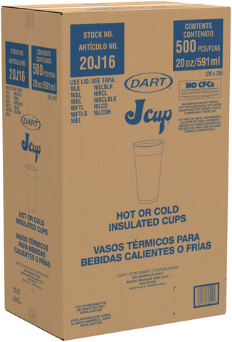 Dart Container Expanded Polystyrene Foam White Cup, 20 Ounce -- 500 per case
