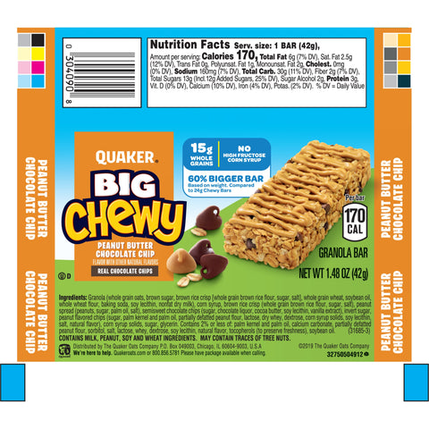 Quaker Chewy QUAKER CHEWY P/B C/CHIP GRAN BAR 10 CT