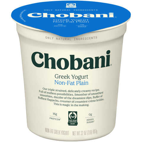Chobani Non Fat Plain Greek Yogurt, 32 Ounce -- 6 per case