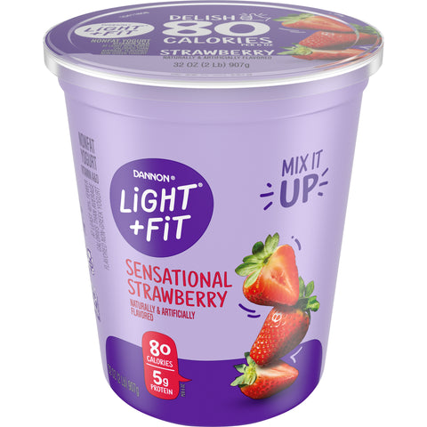 Light and Fit Quarts Strawberry Greek Nonfat Yogurt, 32 Ounce -- 6 per case.
