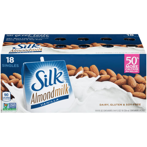 Silk Vanilla Pure Almond Milk, 8 Ounce -- 18 per case.