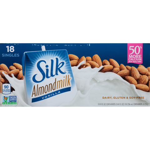 Silk Vanilla Pure Almond Milk, 8 Ounce -- 18 per case.
