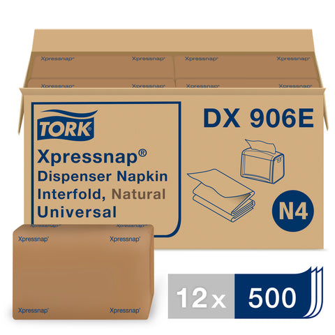 Tork Universal Xpressnap Recycled Fiber Natural 1 Ply Interfold Dispenser Napkin, 8.5 x 13 x 1.9291 inch -- 6000 per case