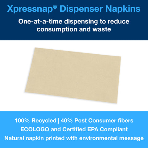 Tork Universal Xpressnap Recycled Fiber Natural 1 Ply Interfold Dispenser Napkin, 8.5 x 13 x 1.9291 inch -- 6000 per case