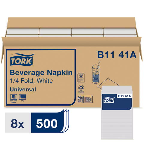 Napkin Beverage 9.4x9.4 White 1-ply