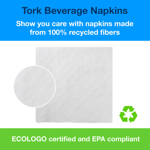 Napkin Beverage 9.4x9.4 White 1-ply