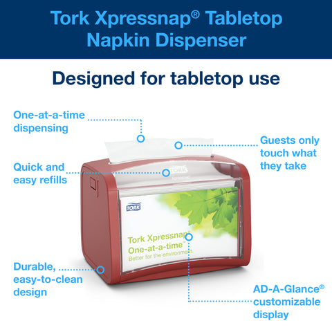 Tork Xpressnap Signature DISPENSER NAPKIN TABLETOP RED 5.7X7.5X12
