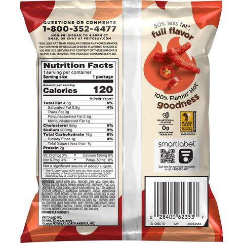 Baked! Cheetos® SNACK CHEETOS® BAKED WHOLE GRAIN FLAMIN HOT