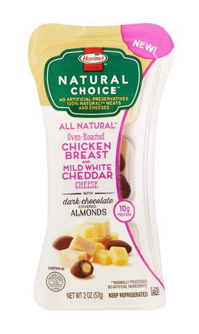 Hormel® SNACK KIT CHICKEN CHEESE CHEDDAR WHITE DARK CHOCOLATE COVERED ALMOND REFRIGERATED