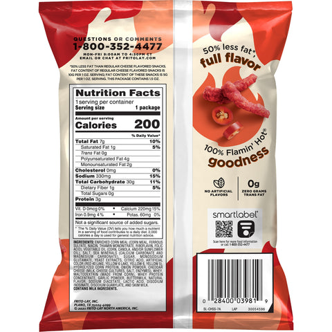 Cheetos Oven Baked Flamin Hot Cheese Snacks, 1.5 Ounce -- 64 per case.