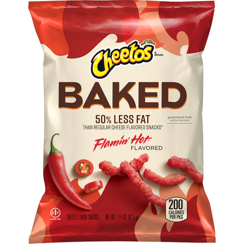 Cheetos Oven Baked Flamin Hot Cheese Snacks, 1.5 Ounce -- 64 per case.