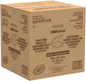 Container Foam Hinged Lid White Large 1-compartment Vented 9.4x9x3