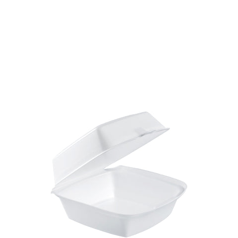 Dart Container White EPS Insulated Hamburger Hinged Foam Container, 6 x 6 x 3 inch -- 500 per case