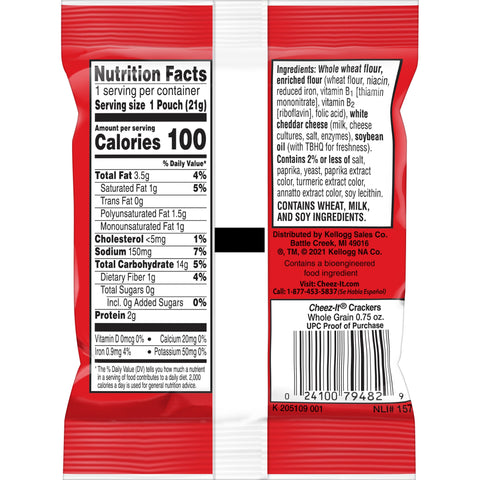 Cheez It Original Whole Grain Cracker, 0.75 Ounce -- 175 per case.