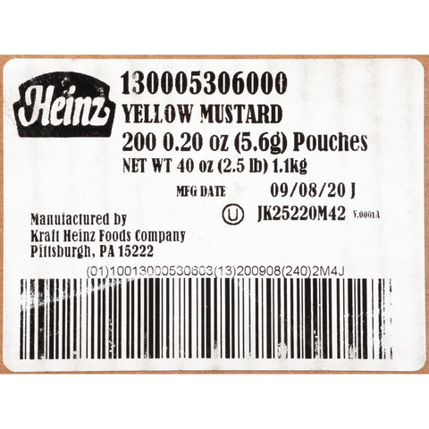 Heinz Mustard Packets, .2 Ounce -- 200 per case