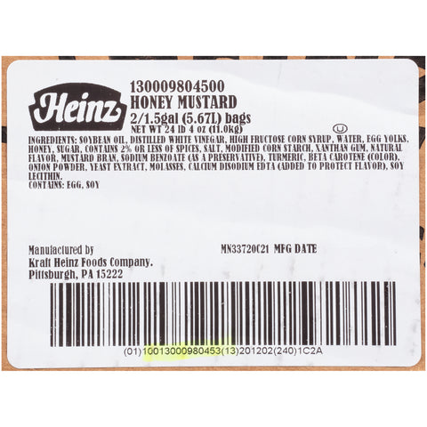 Heinz Honey Mustard, 1.5 Gallon -- 2 per case.