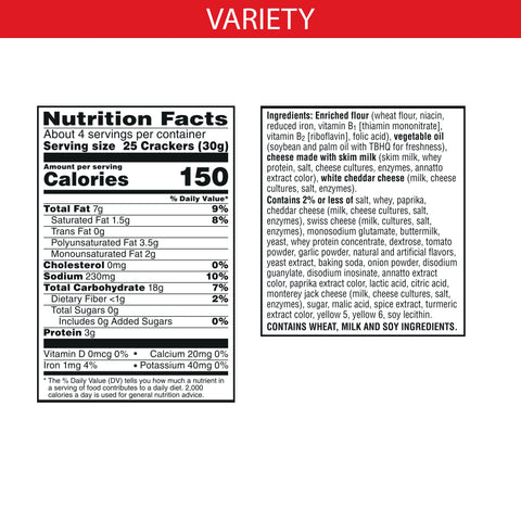 Cheez It Duoz Cheddar Jack and Baby Swiss Cracker, 4.3 Ounce -- 6 per case.