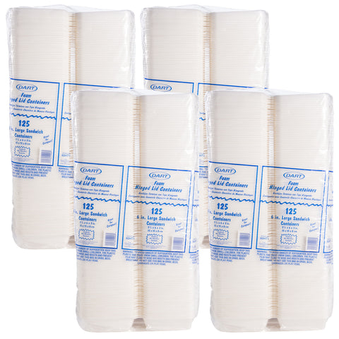 Dart Container White EPS Insulated Hamburger Hinged Foam Container, 6 x 6 x 3 inch -- 500 per case