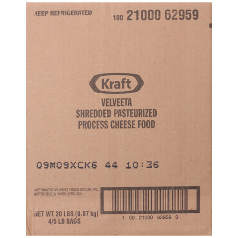 Kraft Velveeta Feather Shred Cheese, 5 Pound -- 4 per case.