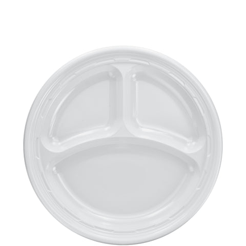 Dart Famous Service® PLATE IMPACT PLASTIC WHITE 3-COMPARTMENT 9