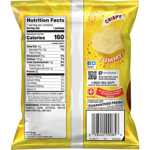 Lays Regular Potato Chips, 1 Ounce -- 104 per case.