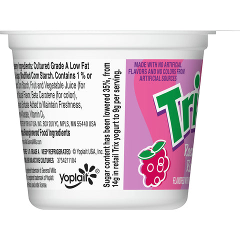 Yoplait Trix Raspberry Rainbow Yogurt, 4 Ounce -- 48 per case.