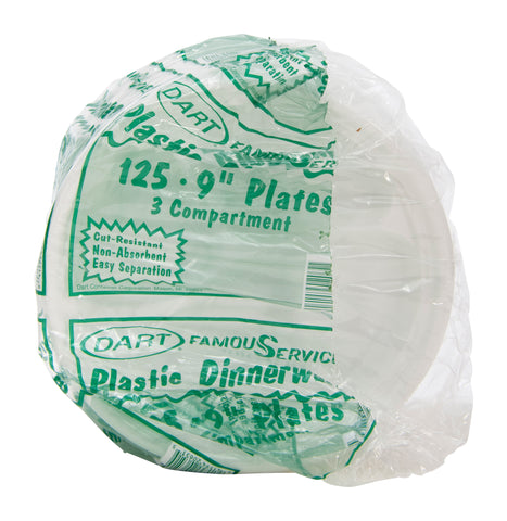 Dart Famous Service® PLATE IMPACT PLASTIC WHITE 3-COMPARTMENT 9