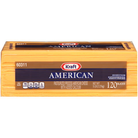 Kraft Singles Regular American Sliced Yellow Cheese, 5 Pound -- 4 per case.