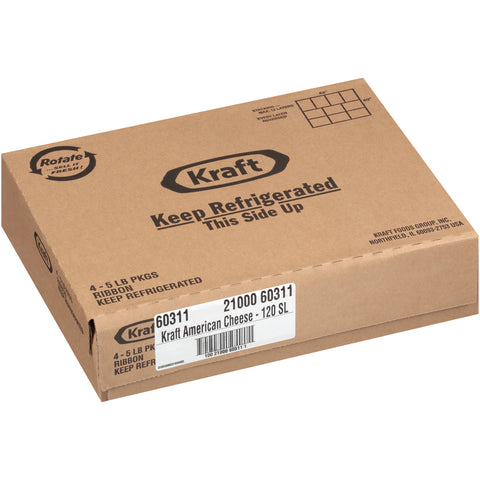 Kraft Singles Regular American Sliced Yellow Cheese, 5 Pound -- 4 per case.