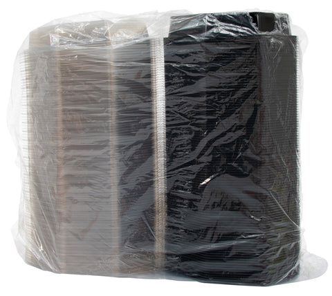Creative Carryouts® CONTAINER PLASTIC OCTAVIEW HINGED BLACK/CLEAR 9