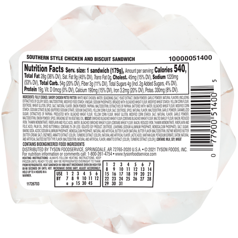 Jimmy Dean Southern Style Chicken Biscuit Sandwich, 6.3 Ounce -- 12 per case.