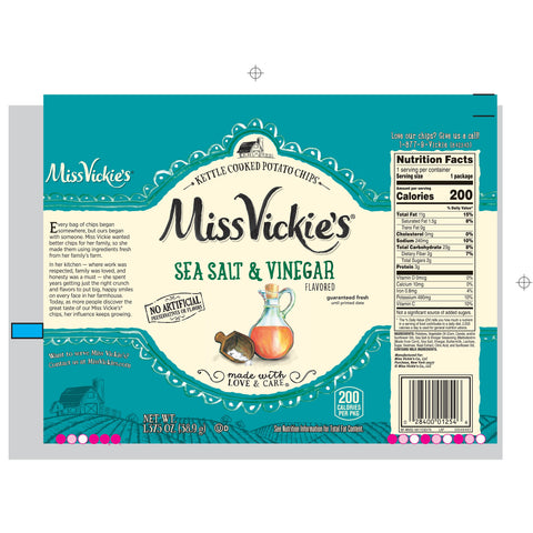 Miss Vickies® CHIP POTATO KETTLE COOKED SEA SALT & VINEGAR LARGE SINGLE SERVE