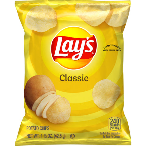 Lays Regular Potato Chips, 1.5 Ounce - 64 per pack.
