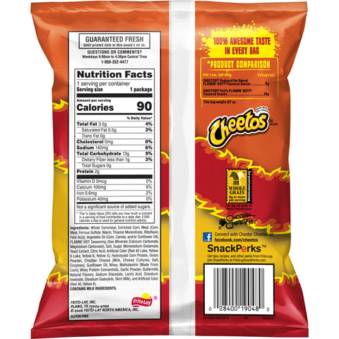 Cheetos® SNACK CHEESE PUFF REDUCED FAT WHOLE GRAIN RICH FLAMIN' HOT