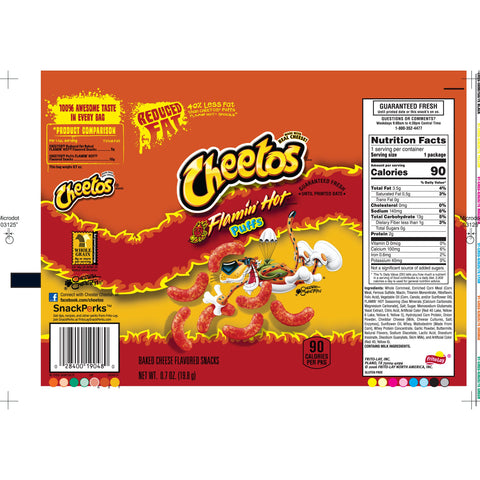 Cheetos® SNACK CHEESE PUFF REDUCED FAT WHOLE GRAIN RICH FLAMIN' HOT