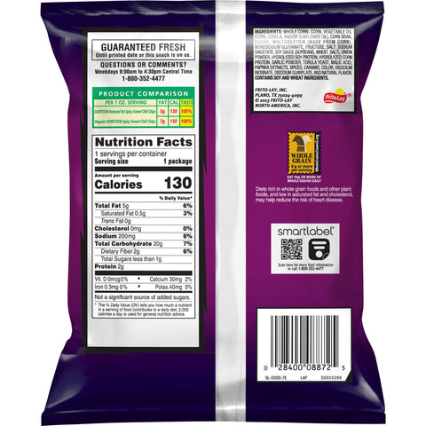 Doritos Whole Grain Reduced Fat Spicy Sweet Chili Tortilla Chips, 1 Ounce -- 72 per case.