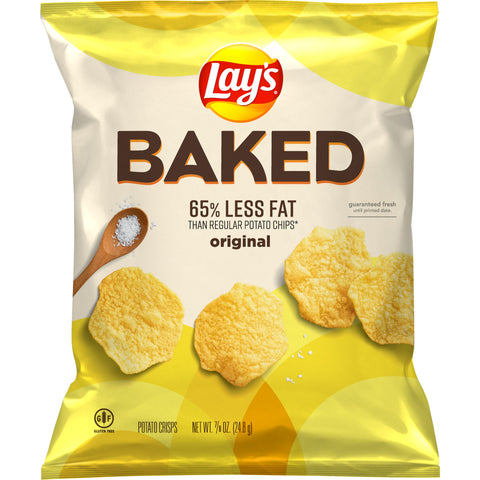 Lays Oven Baked Original Potato Crisps, 0.875 Ounce -- 60 per case.