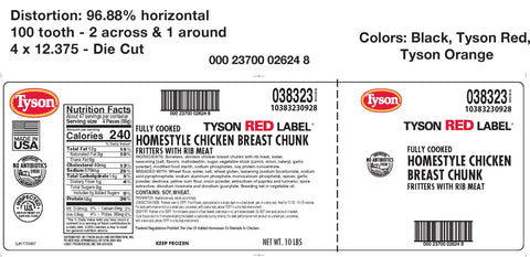 Tyson Fully Cooked Homestyle Chicken Breast Chunk Fritters with Rib Meat, 5 Pound -- 2 per case.