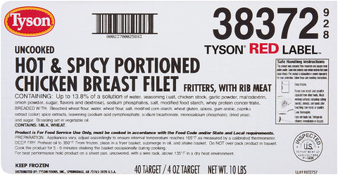 Chicken Breast Fillet Fritter Breaded Hot 'n Spicy 4 Oz 38372-0928