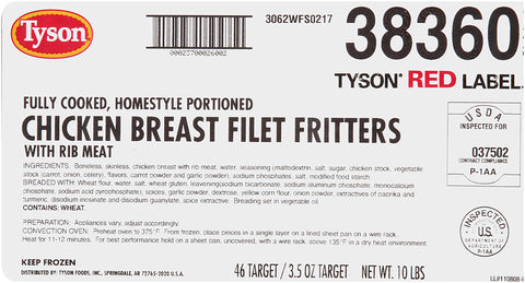 Tyson® Red Label™ CHICKEN BREAST FILLET BREADED HOMESTYLE BONELESS SKINLESS SELECT CUT FC 3.5 OZ 10383600928