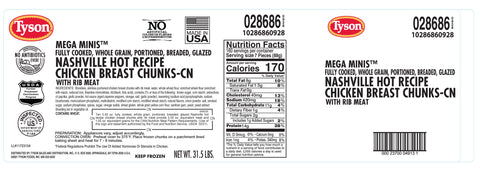 Chicken Chunk Mega Minis® Breaded Nashville Hot 28686-0928