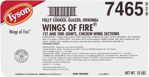 Chicken Wings Of Fire® Medium Glazed Original 1st & 2nd Joint Fc 7465-0928