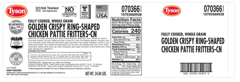 Chicken Breaded Whole Grain Golden Crispy Rings, 0.74 Oz 70366-0928