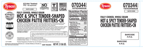 Chicken Tender Hot 'n Spicy Breaded Whole Grain 1.14 Oz 70344-0928