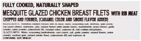 Chicken Fillet-shaped Patties Mesquite Glazed W/ Grill Marks Cn Fc 2.75 Oz 3060-0928