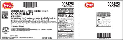 Tyson® CHICKEN BREAST CUBED BATTERED 10054250928