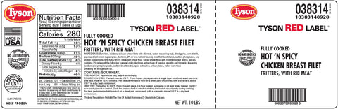 Chicken Breast Fillet Fritter Breaded Hot 'n Spicy Fc 4 Oz 38314-0928