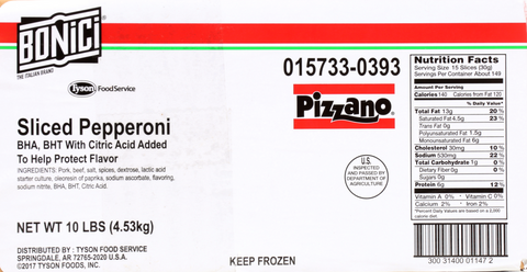 Pepperoni Regular Sliced 14/oz 45mm 15733-0393